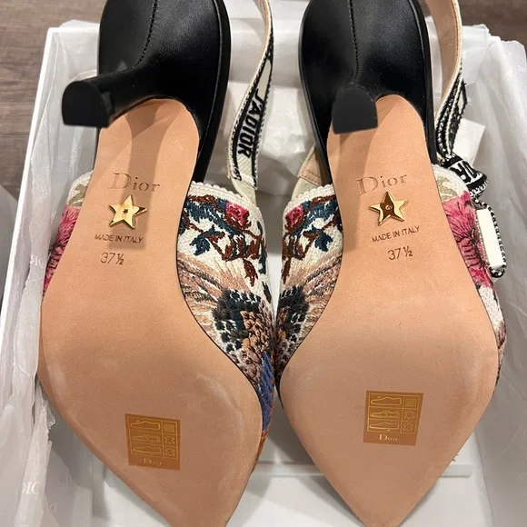 Dior J'Adior Jardin Dhiver Multicolor Embroidered slingback Heels - Picture 5 of 7
